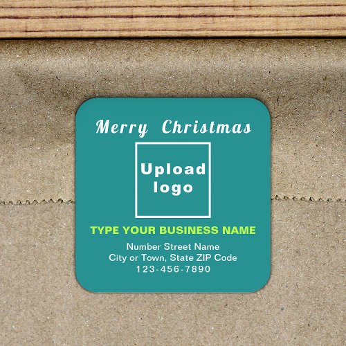 Teal Green Christmas Business Square Shape Sticker