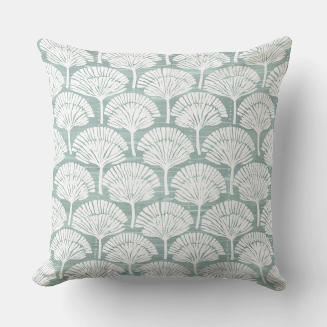 Teal Green Coastal Throw Pillow (Front)