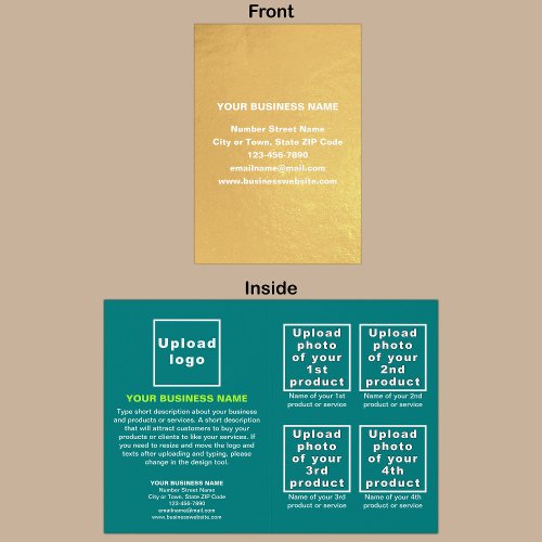 Teal Green Color Business Brand on Foil Card