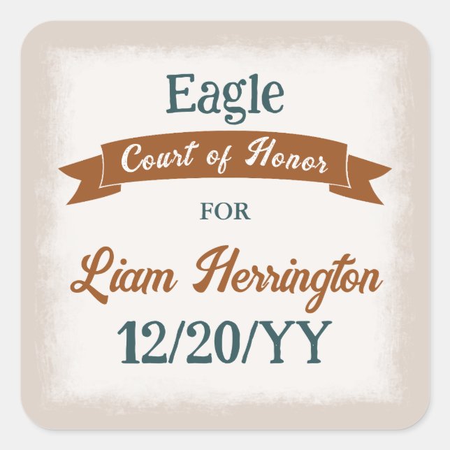 Teal Green, Copper Brown Party Favor Sticker (Front)