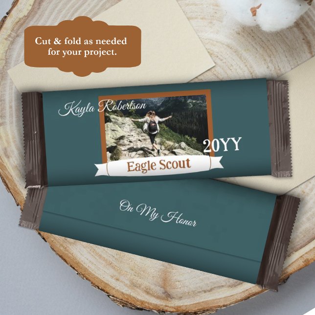 Teal Green, Copper Eagle Scout Candy Bar Wrapper (teal green copper eagle scout court of honor diy candy bar label, personalized chocolate bar wrapper)