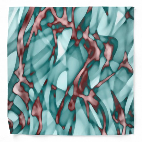 Teal Green Coral Pink Red Abstract Art  Bandana