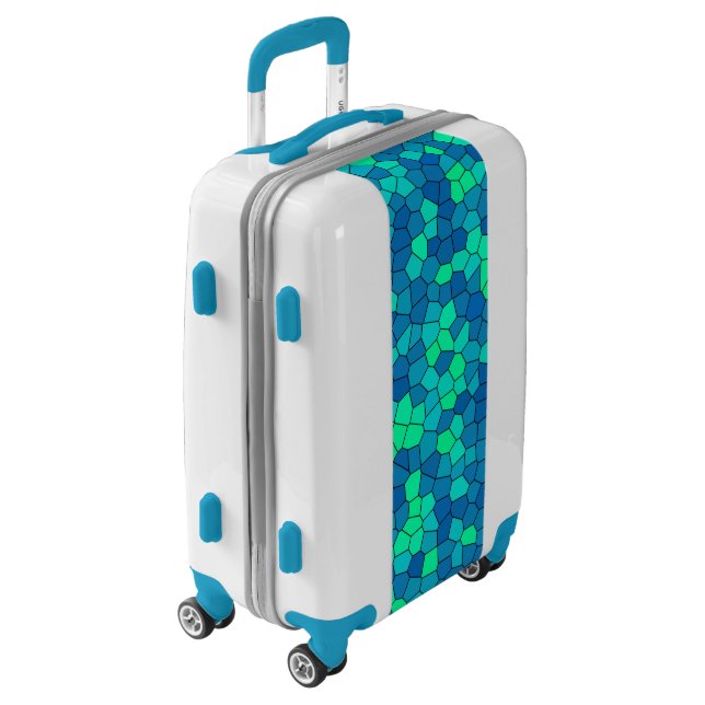 Teal Green Cyan Blue Stained Glass Pattern Luggage (Rotated Left)