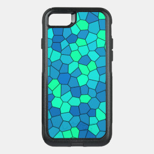 Teal Green Cyan Blue Stained Glass Pattern OtterBox Commuter iPhone SE/8/7 Case