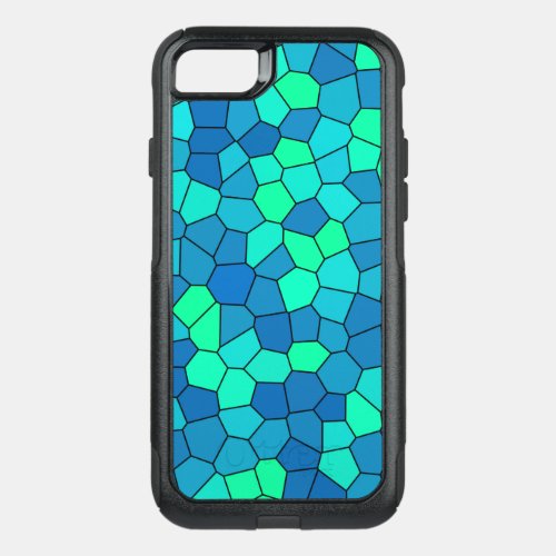 Teal Green Cyan Blue Stained Glass Pattern OtterBox Commuter iPhone SE87 Case