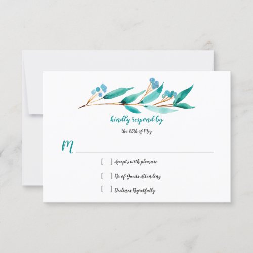 Teal Green Cypress Leaves and Berries RSVP