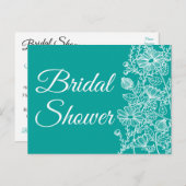 Teal Green Daisy Flower Bridal Shower Floral Invitation Postcard (Front/Back)