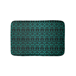 Teal Green Egyptian Reed Grass Color Art Deco Bath Mat