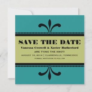 Teal/Green Fancy Art Deco Save the Date Invite