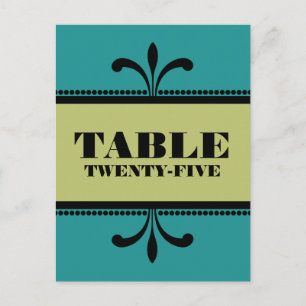 Teal/Green Fancy Art Deco Table Number Postcard