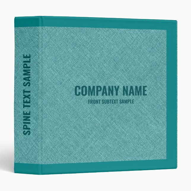 Teal Green Faux linen texture 3 Ring Binder (Front/Spine)