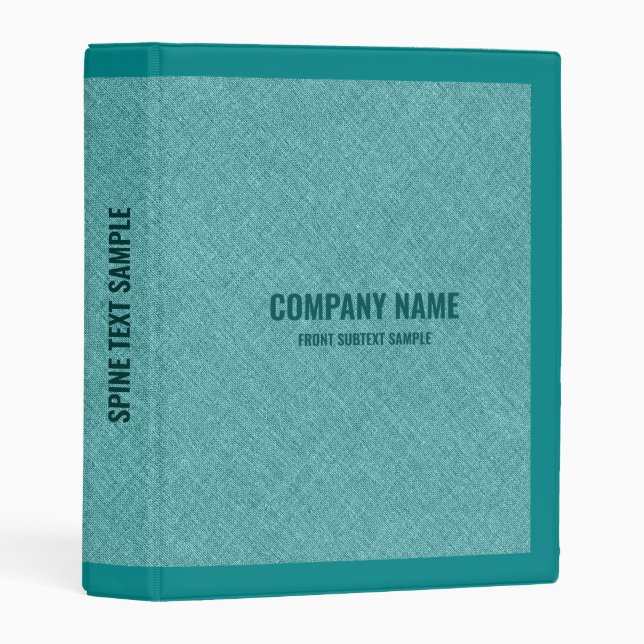 Teal Green Faux linen texture Mini Binder (Front/Spine)