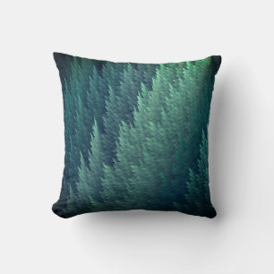 Teal Green Feather Pattern Throw Pillow