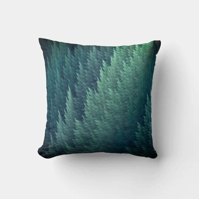 Teal Green Feather Pattern Throw Pillow (Front)