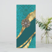 Teal green floral damask (Standing Front)