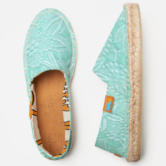 Teal Green Floral Espadrilles