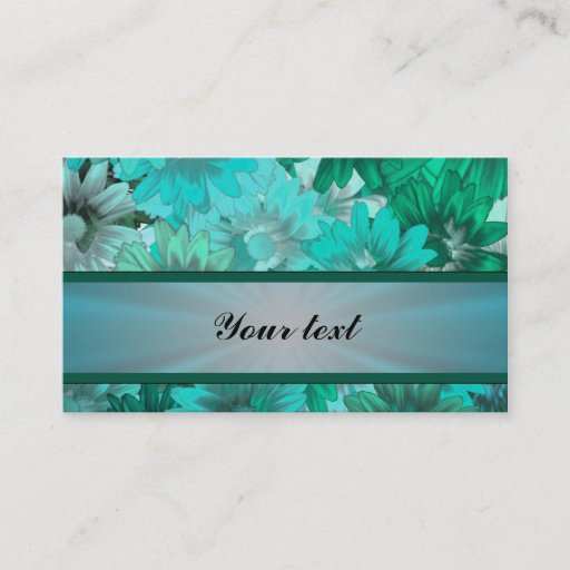 Customizable Teal green floral pattern business card