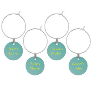 Teal Green Fun Fab Wedding Wine Charm