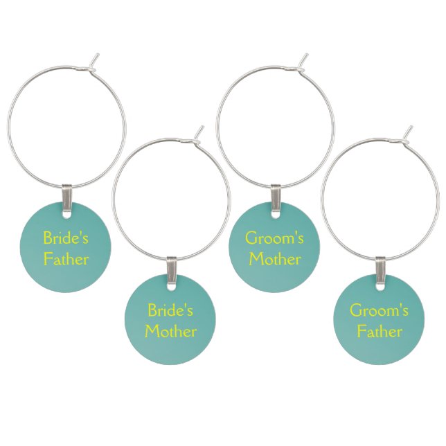 Teal Green Fun Fab Wedding Wine Charm (Staggered)