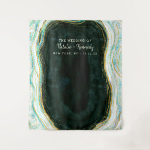 Teal Green Geode Wedding Photo Booth Backdrop
