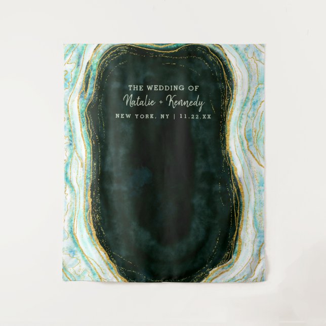 Teal Green Geode Wedding Photo Booth Backdrop (Front)