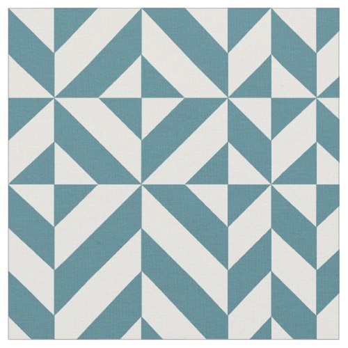 Teal Green Geometric Deco Cube Pattern Fabric