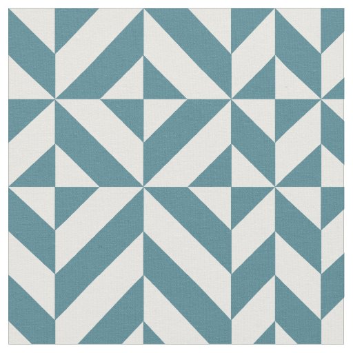 Teal Green Geometric Deco Cube Pattern Fabric