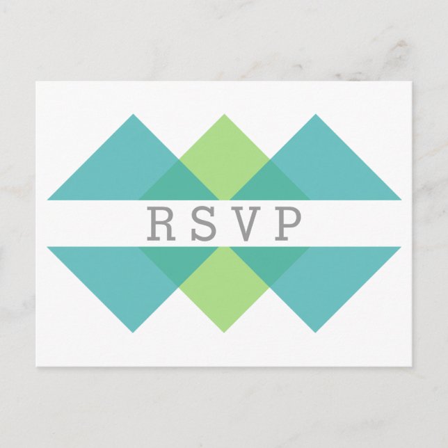Teal Green Geometric Triad RSVP Postcard (Front)