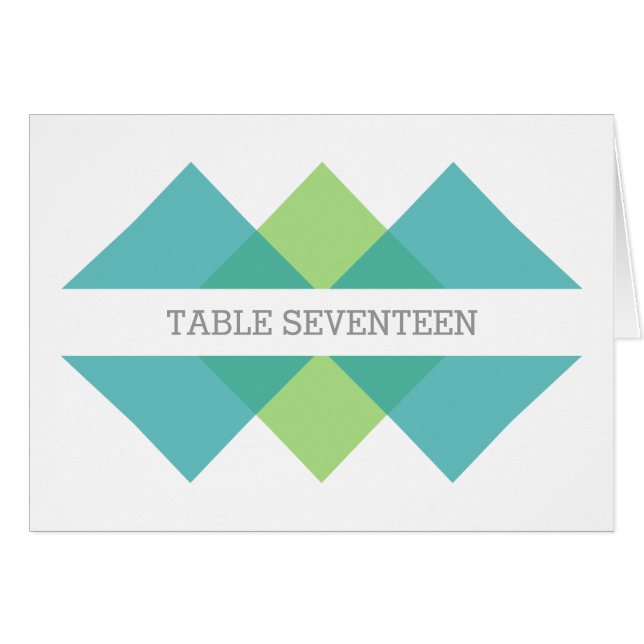 Teal Green Geometric Triad Table Number Card (Front Horizontal)