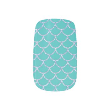 Teal Green Glitter Mermaid Scale Nail Art Decals by stuffforeveryone at Zazzle