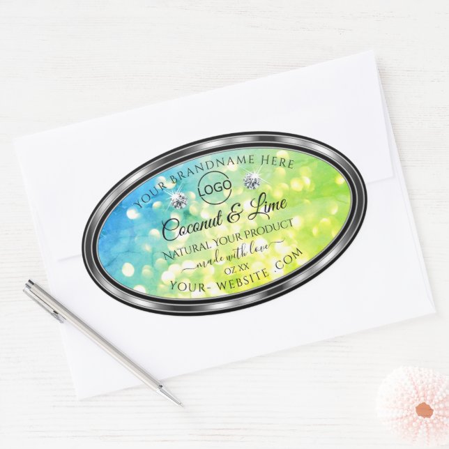 Teal Green Glitter Product Labels Diamonds Logo (Envelope)