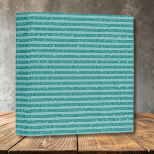 Teal Green Glitter Style Horizontal Stripes 3 Ring Binder