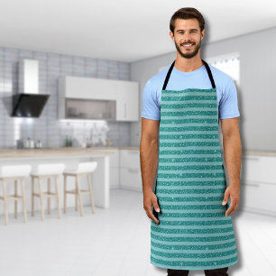 Teal Green Glitter Style Horizontal Stripes Apron