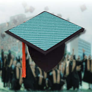 Teal Green Glitter Style Horizontal Stripes Graduation Cap Topper
