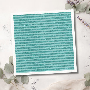 Teal Green Glitter Style Horizontal Stripes Napkins