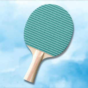 Teal Green Glitter Style Horizontal Stripes Ping Pong Paddle