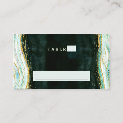 Teal Green  Gold Agate Geode Wedding Table Number Place Card