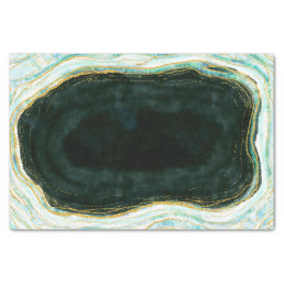 Teal Green &amp; Gold Agate Marble Geode Rock Wedding Tissue Paper