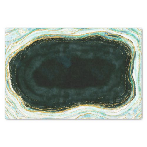 Teal Green  Gold Agate Marble Geode Rock Wedding Tissue Paper