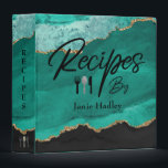 Teal Green Gold Agate Recipe 3 Ring Binder<br><div class="desc">Make your own custom recipe binder. Personalize this design with your own text. You can further customize this design by selecting the "customize further" link if desired.</div>