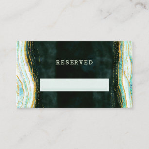 Teal Green & Gold Agate Reserved Seating Wedding Place Card