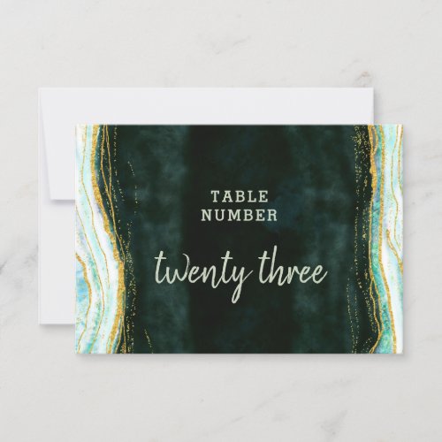 Teal Green  Gold Agate Wedding Table Numbers