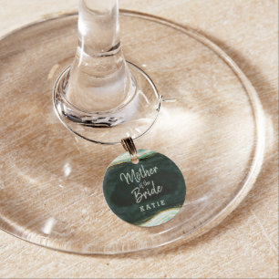 Teal Green & Gold Mother of the Bride Personalized Wine Charm
