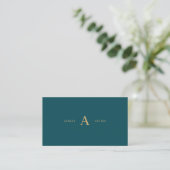 Teal Green & Gold Simple Minimal Professional  Business Card (Standing Front)