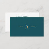 Teal Green & Gold Simple Minimal Professional  Business Card (Front/Back)