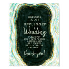 Teal Green & Gold Unplugged Wedding Table Sign
