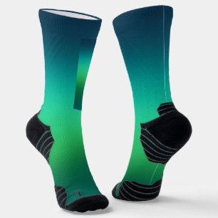 Teal Green Gradient Abstract Background Modern Socks
