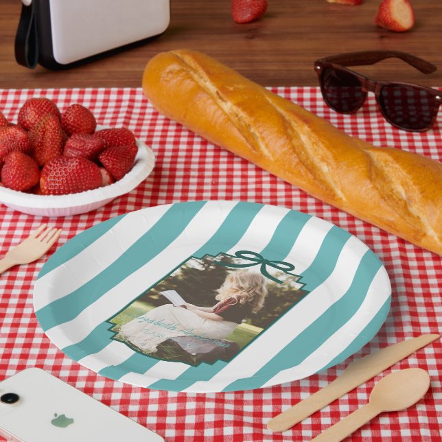 Teal Green Graduation Paper Plates (Picnic)