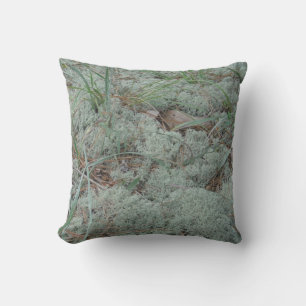 teal green gray lichen abstract pattern pillow