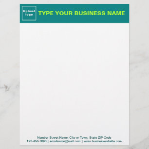 Teal Green Header and Texts on Footer of Business Letterhead